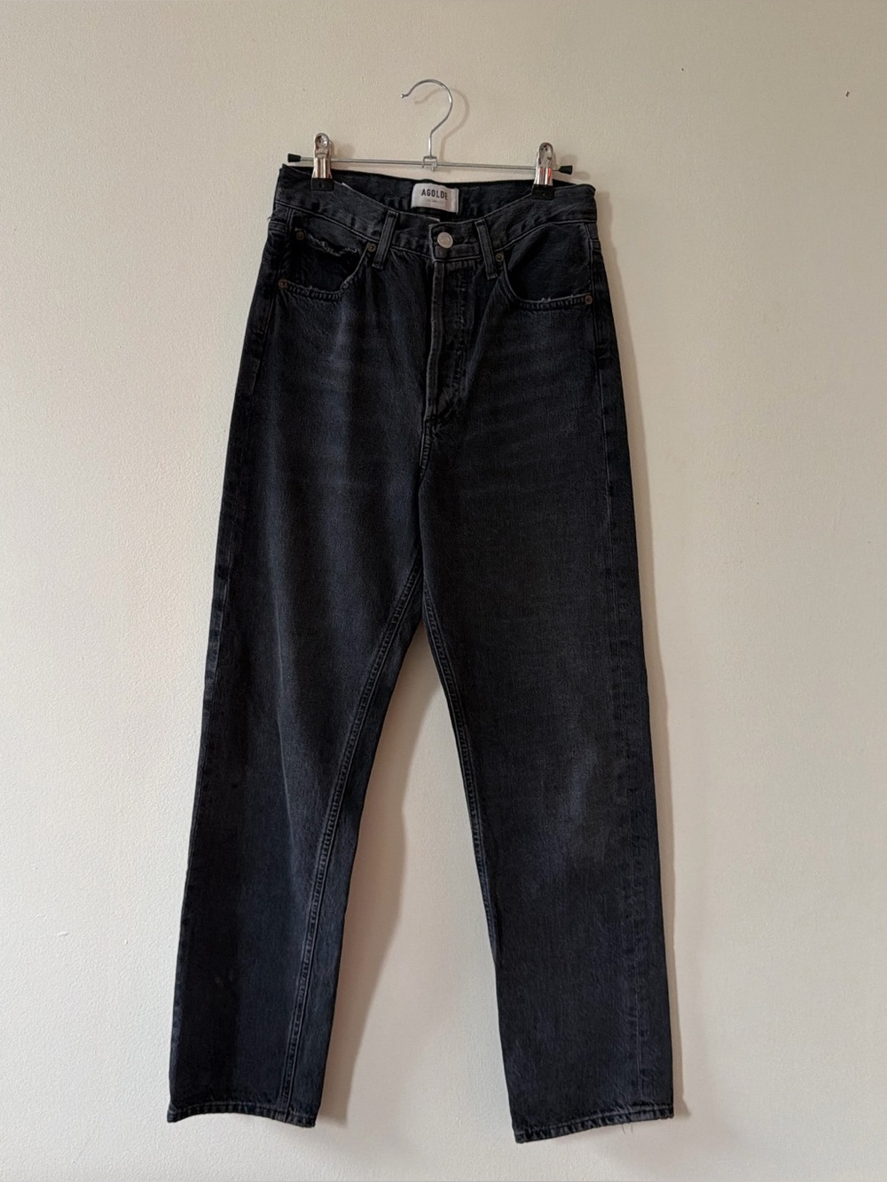 Agolde Black High-Rise Straight Jeans